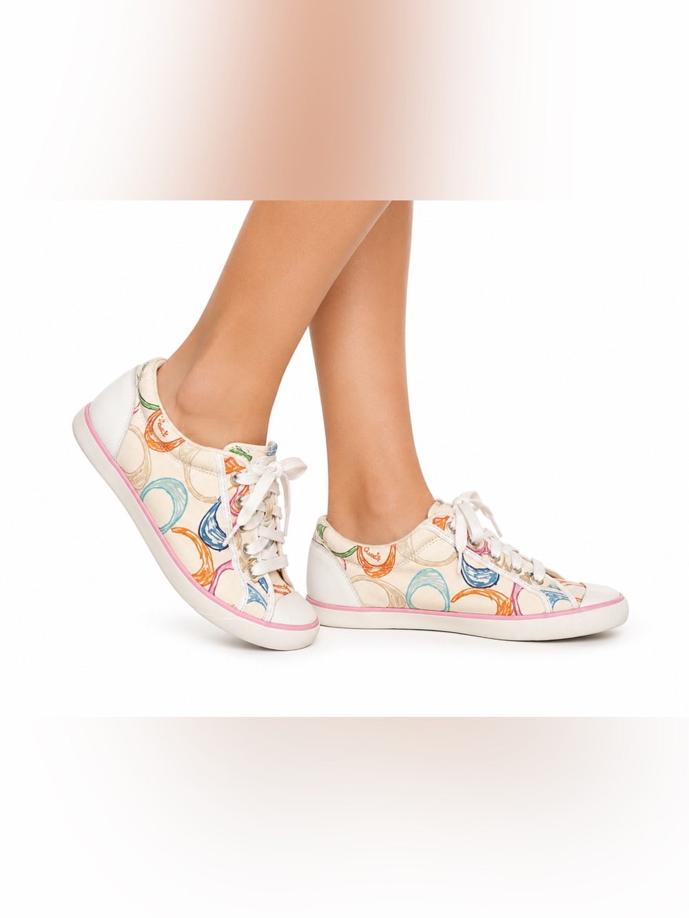 Coach‎ Size 7.5 Colorful Circle Pattern Logo Sneakers